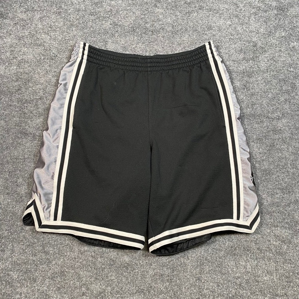 Nike Mens Basketball Shorts Black Silver Mesh Striped Athletic Size M